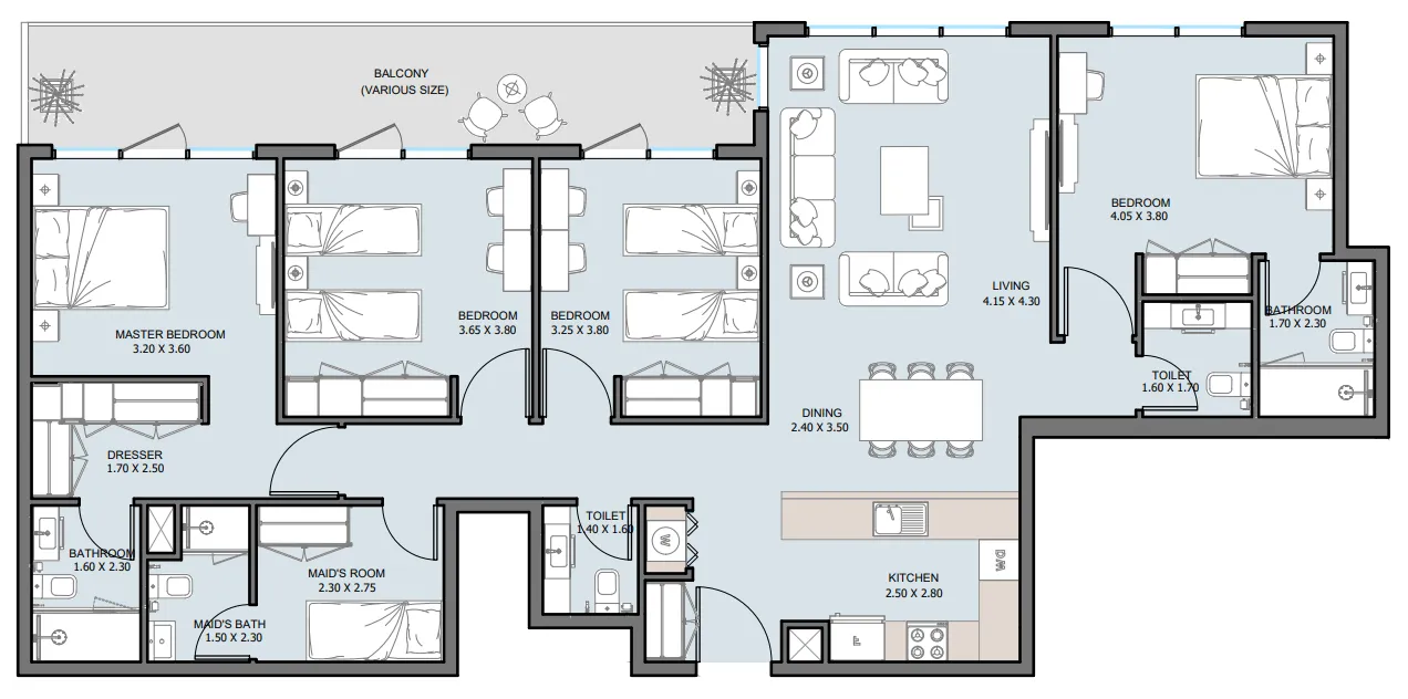 4 bedroom Penthouse floor plan at The District