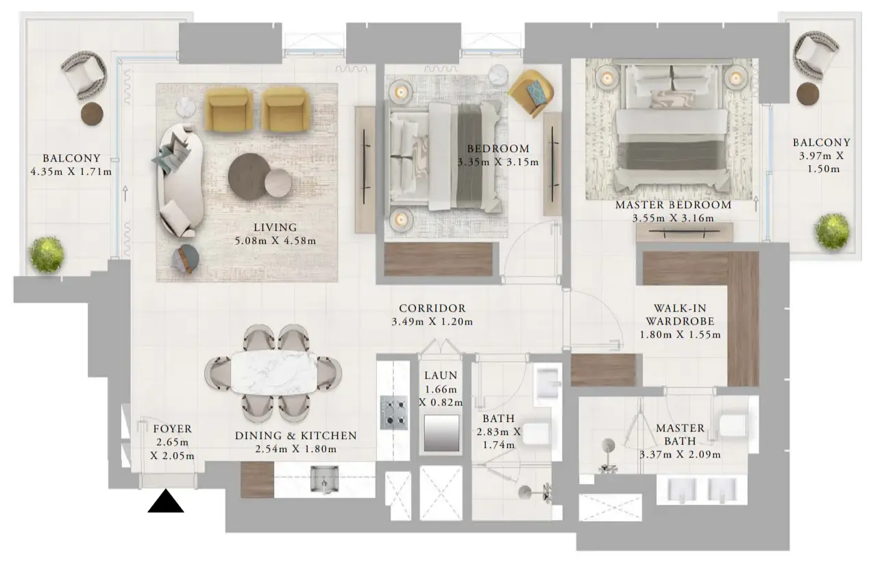 2 bedroom Apartments floor plan at Creek Haven