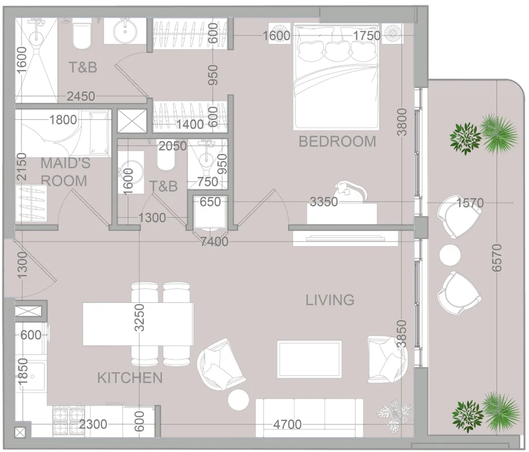 1.5 bedroom Apartments floor plan at TETR1S Tower