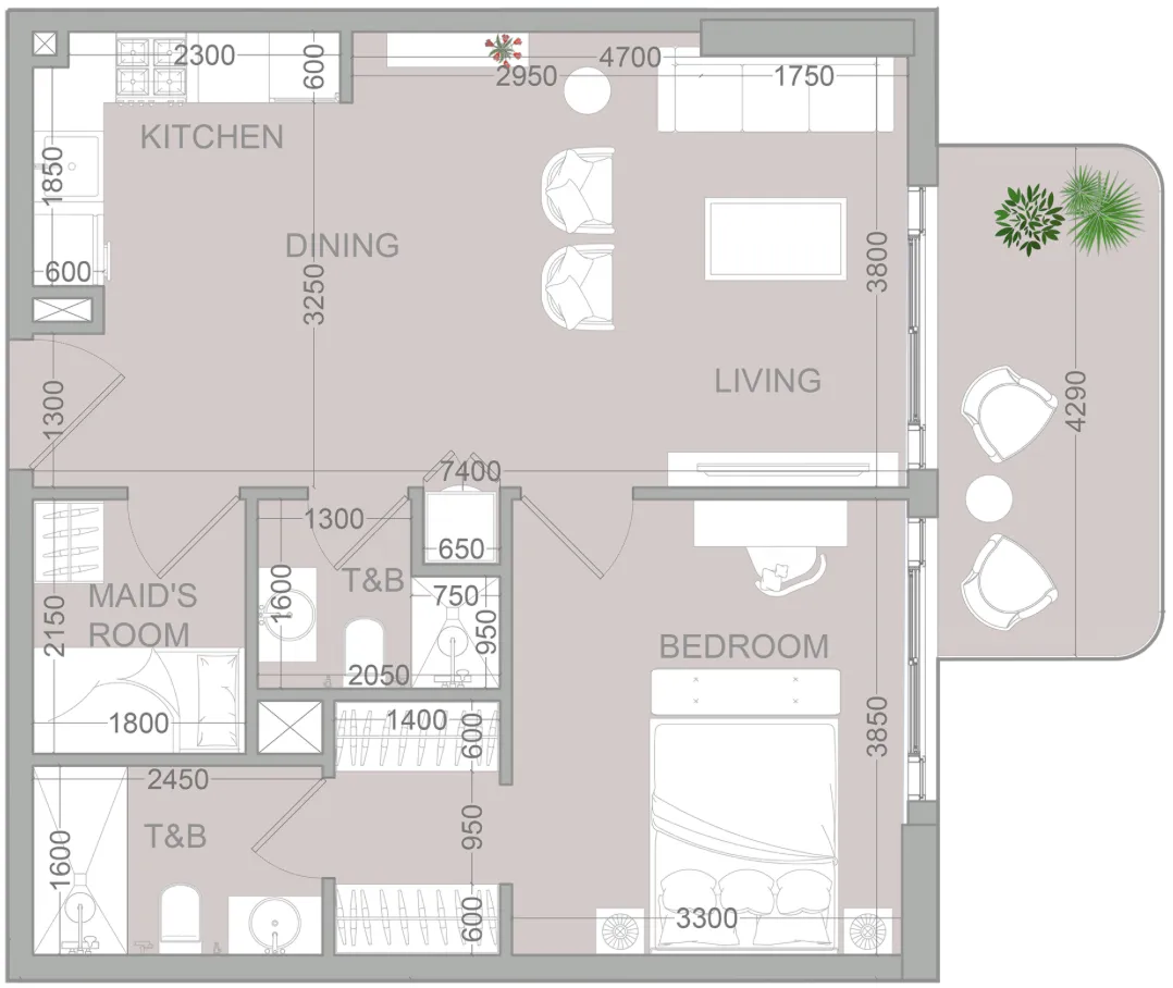 1.5 bedroom Apartments floor plan at TETR1S Tower