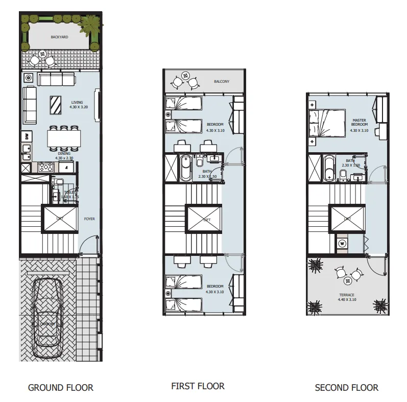 3 bedroom Townhouse floor plan at Verdana IV