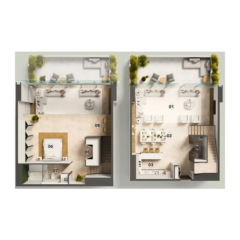 1 bedroom apartments floor plan at Juman 3