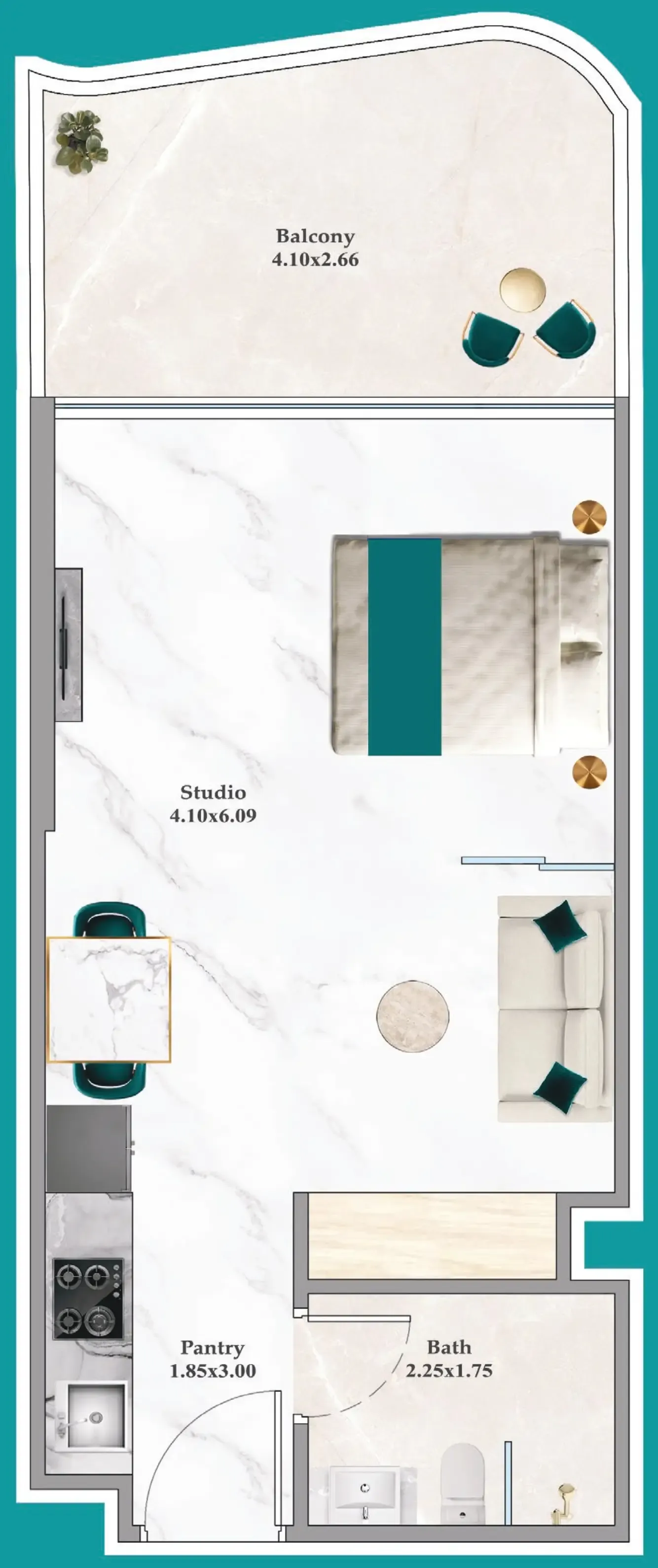 0 bedroom Apartments floor plan at Breez