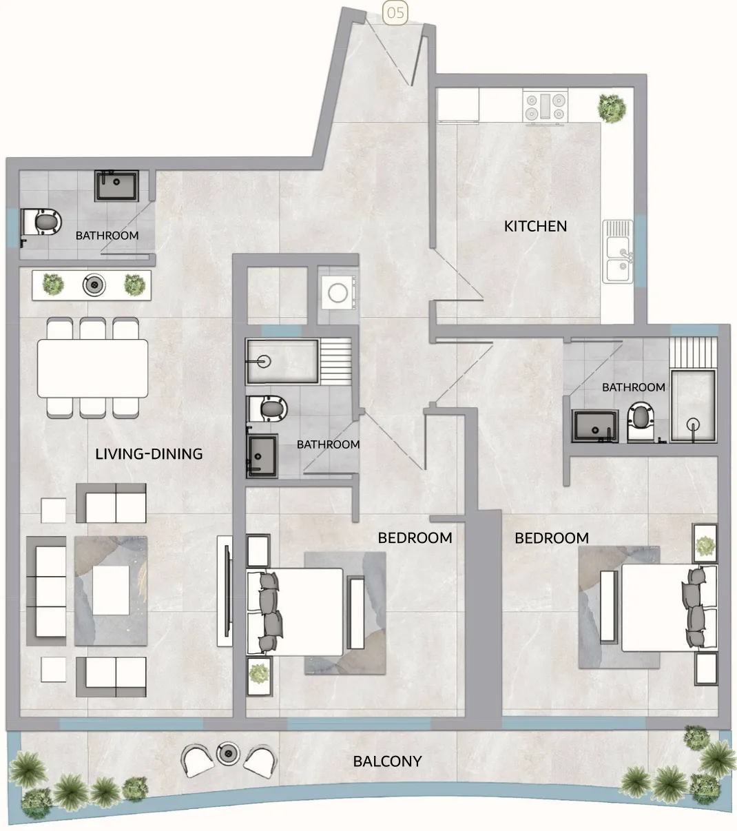 2 bedroom Apartments floor plan at One 678 Residences