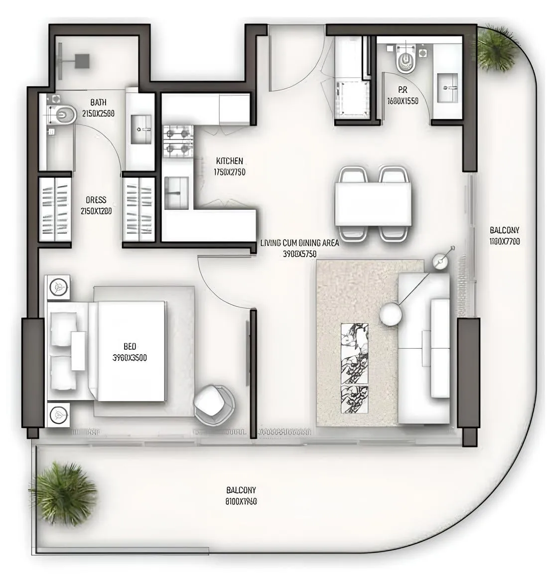 1 bedroom Apartments floor plan at Sonate Residences