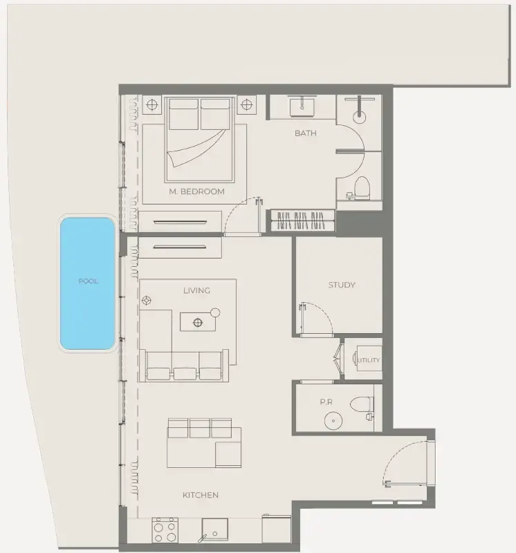 1 bedroom Apartments floor plan at Bond Enclave