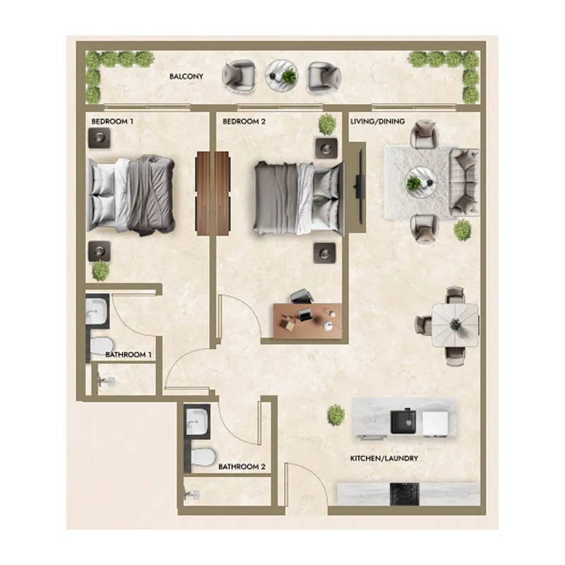 2 bedroom Apartments floor plan at Greenfield Living