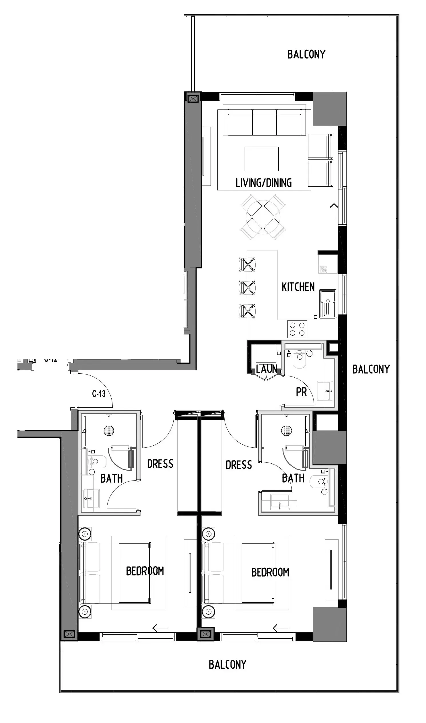 2 bedroom Apartments floor plan at Chelsea Residences