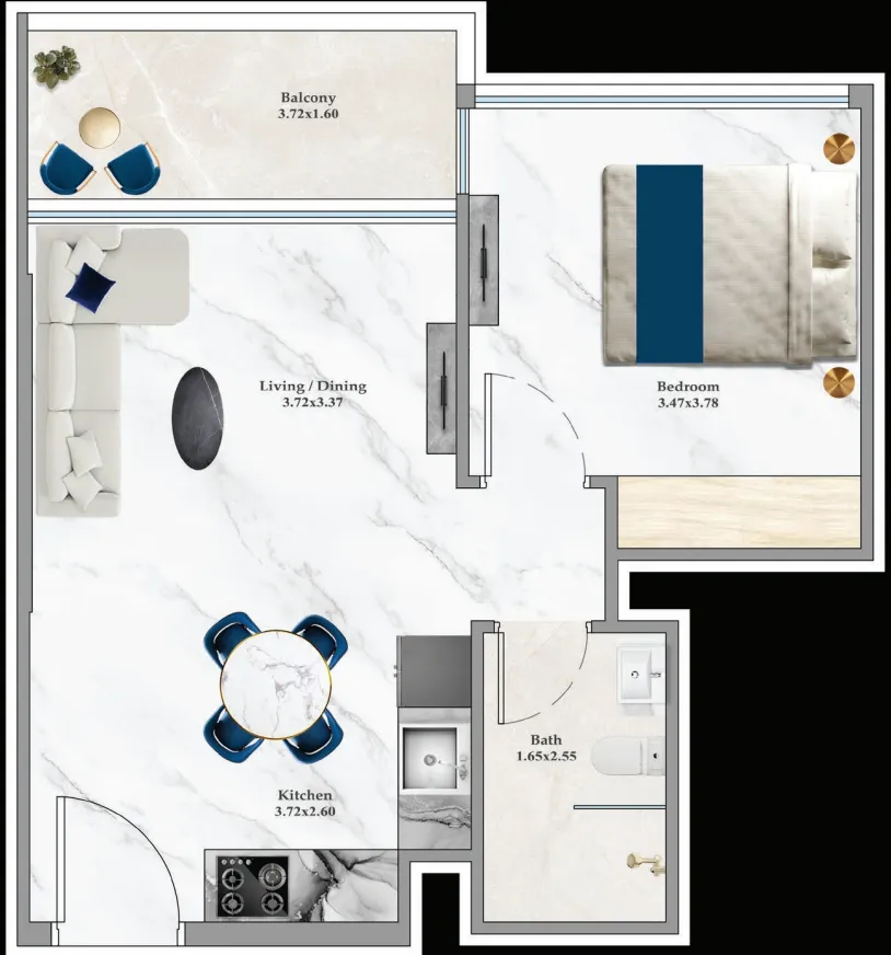 1 bedroom Apartments floor plan at Aspirz