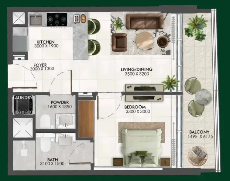 1 bedroom Apartments floor plan at Enchante