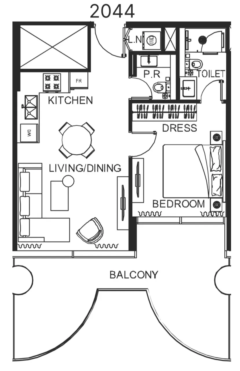 1 bedroom Apartments floor plan at The WOW Tower
