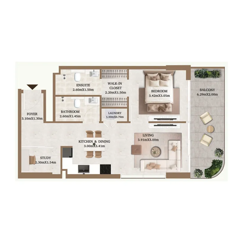 1.5 bedroom Apartments floor plan at Arthouse Private Residences