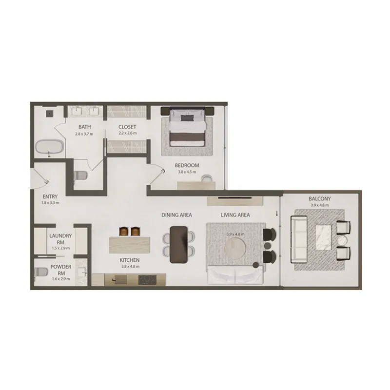 1 bedroom Apartments floor plan at Omoria Private Residences