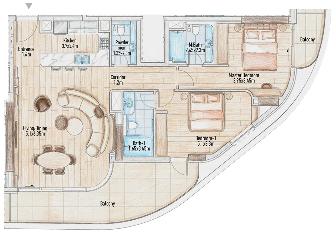 2 bedroom Apartments floor plan at Flow 25