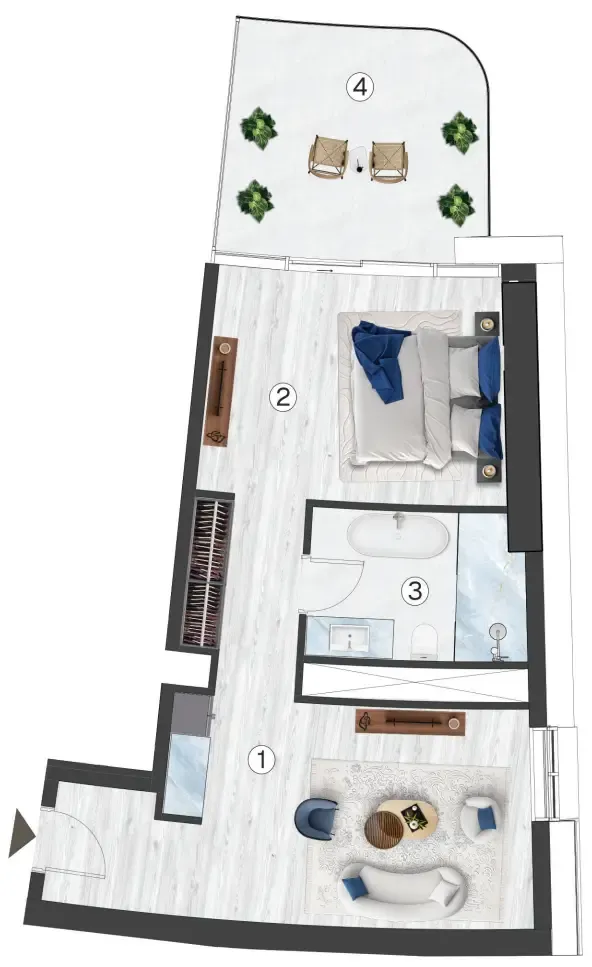 0 bedroom Apartments floor plan at Radisson Blu Hotel & Residences