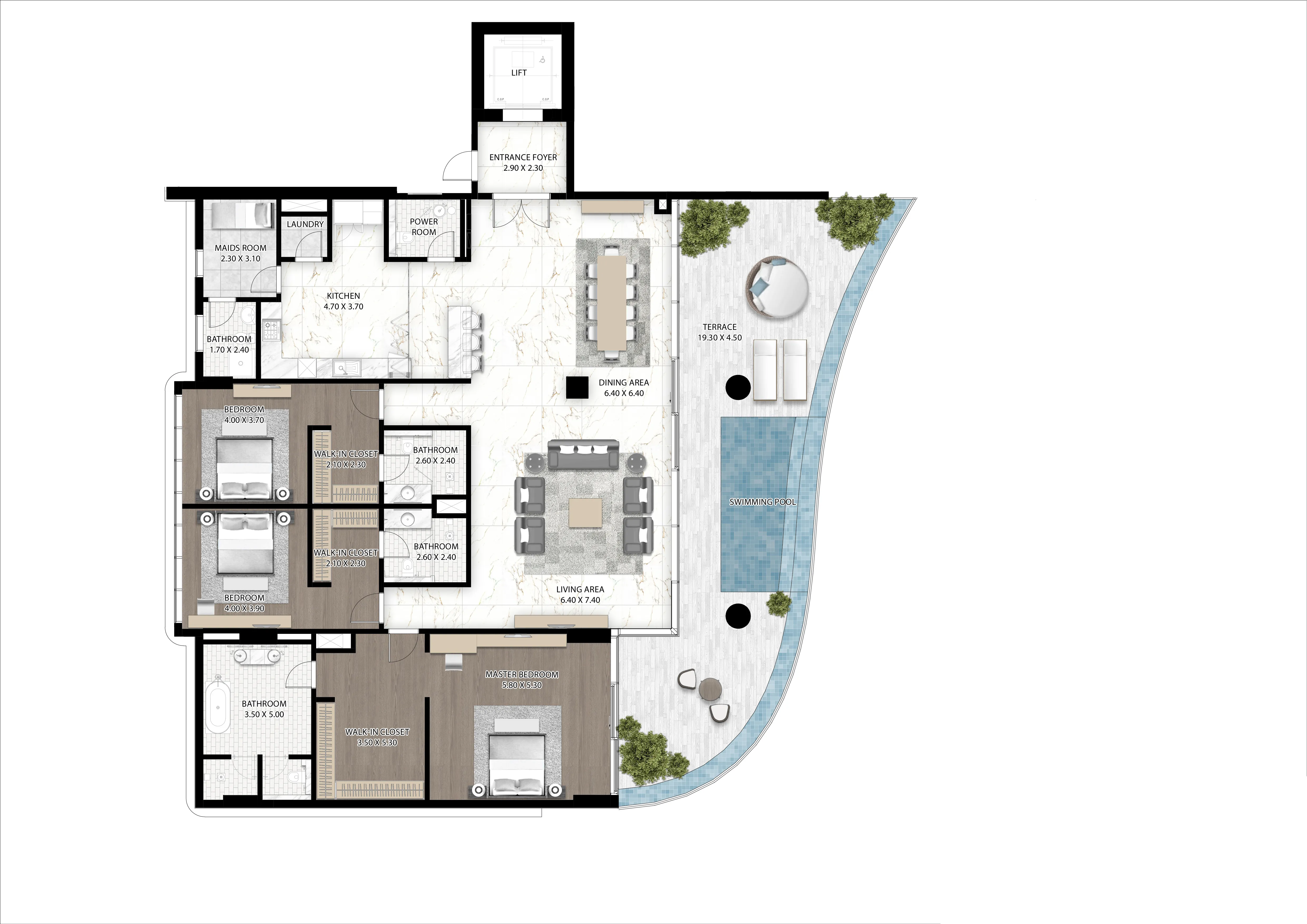 3 bedroom Apartments floor plan at Cavalli Couture