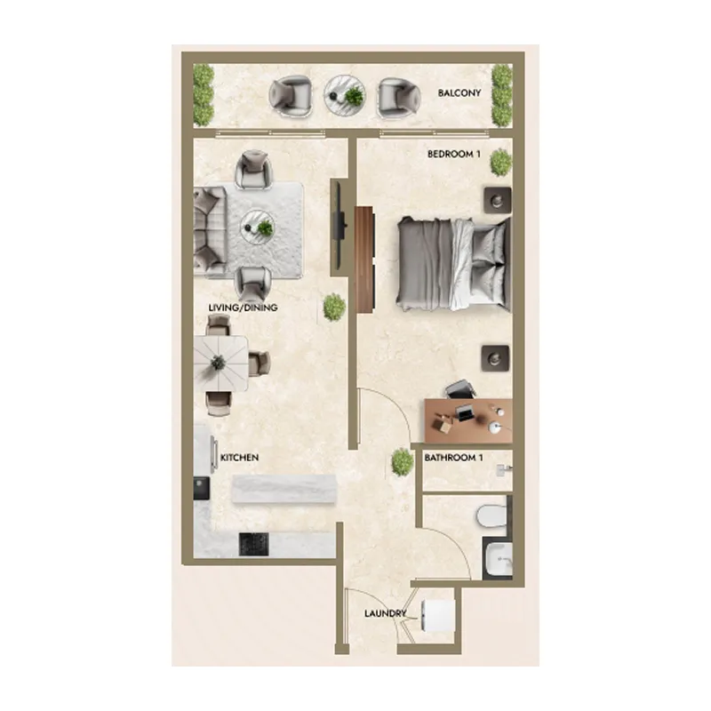 1 bedroom Apartments floor plan at Greenfield Living