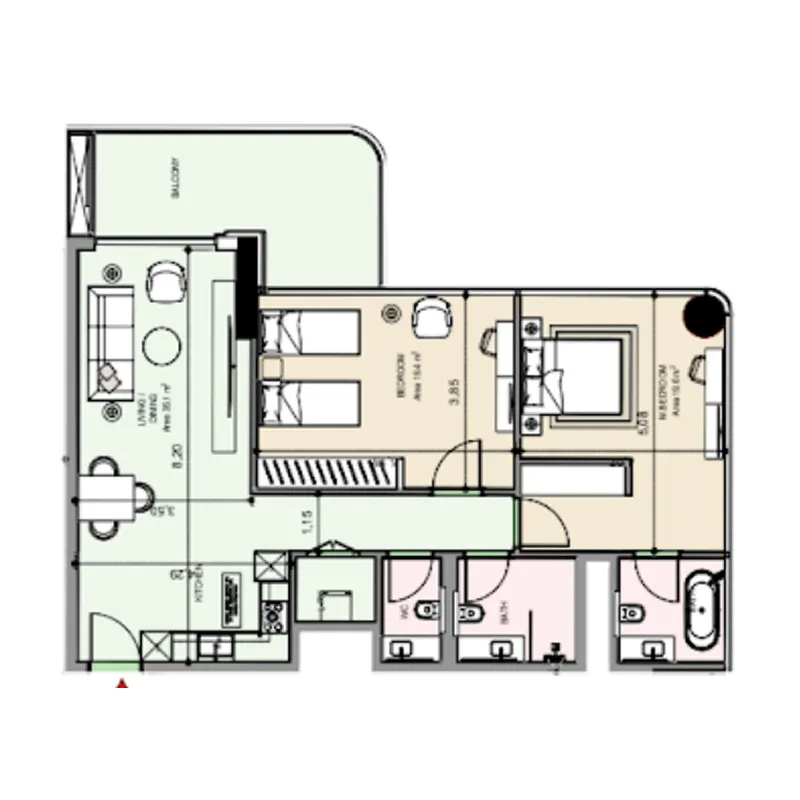 2 bedroom Apartments floor plan at Edgewater Residences 1, 2 and 3