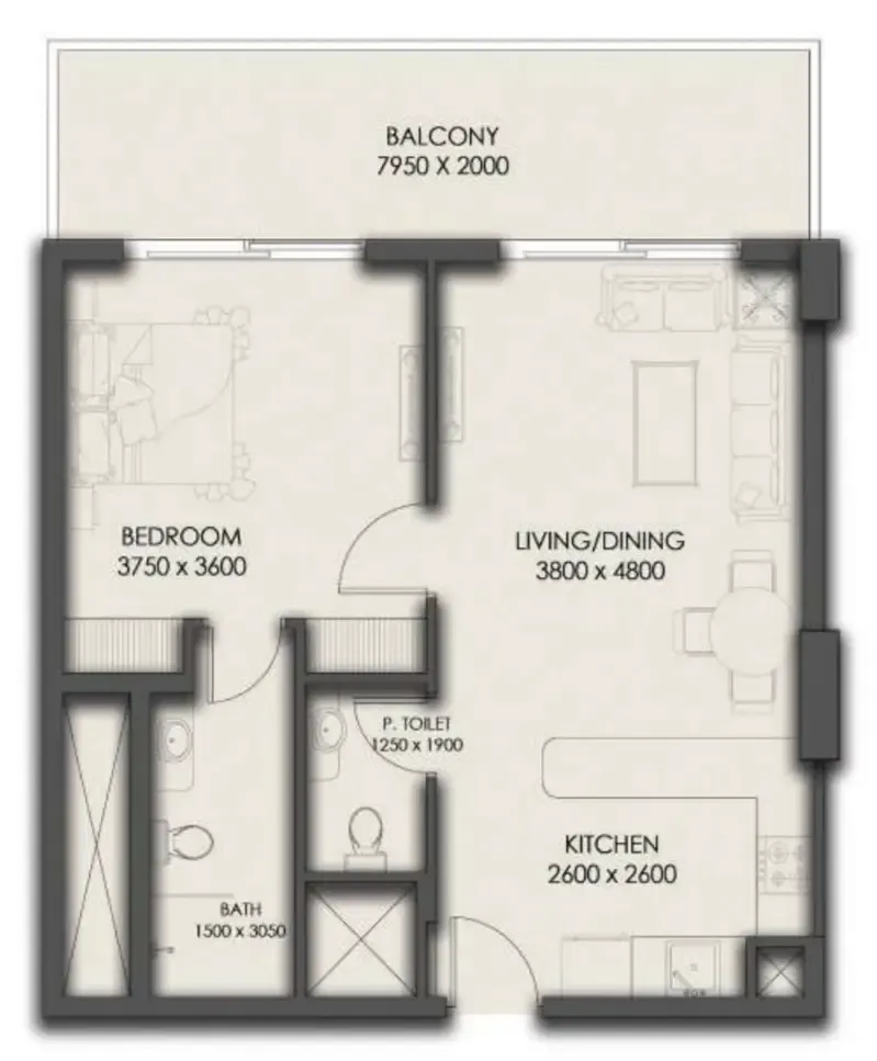 1 bedroom Apartments floor plan at Park Residency