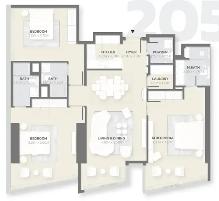 3 bedroom Apartments floor plan at Tonino Lamborghini Residences