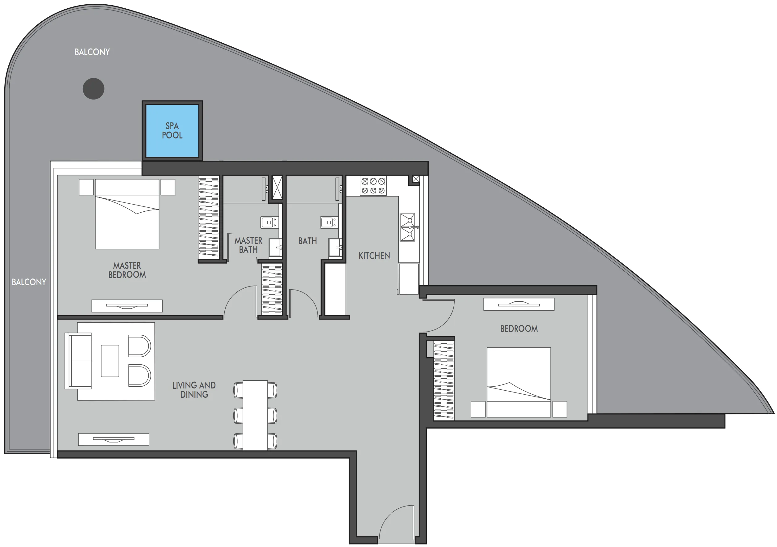 2 bedroom Apartments floor plan at Golf Place