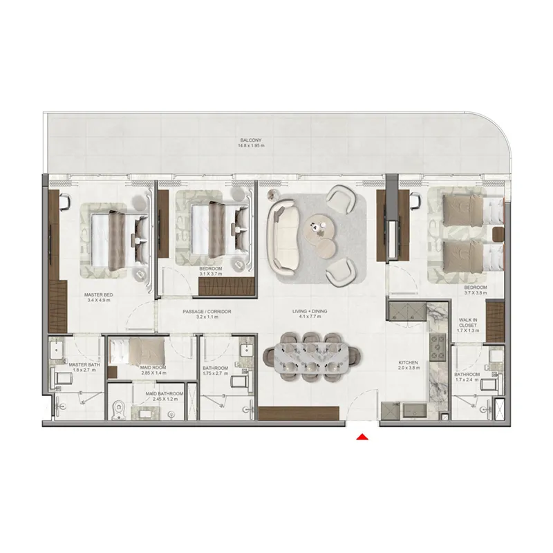 3.5 bedroom Apartments floor plan at La Vera Creek