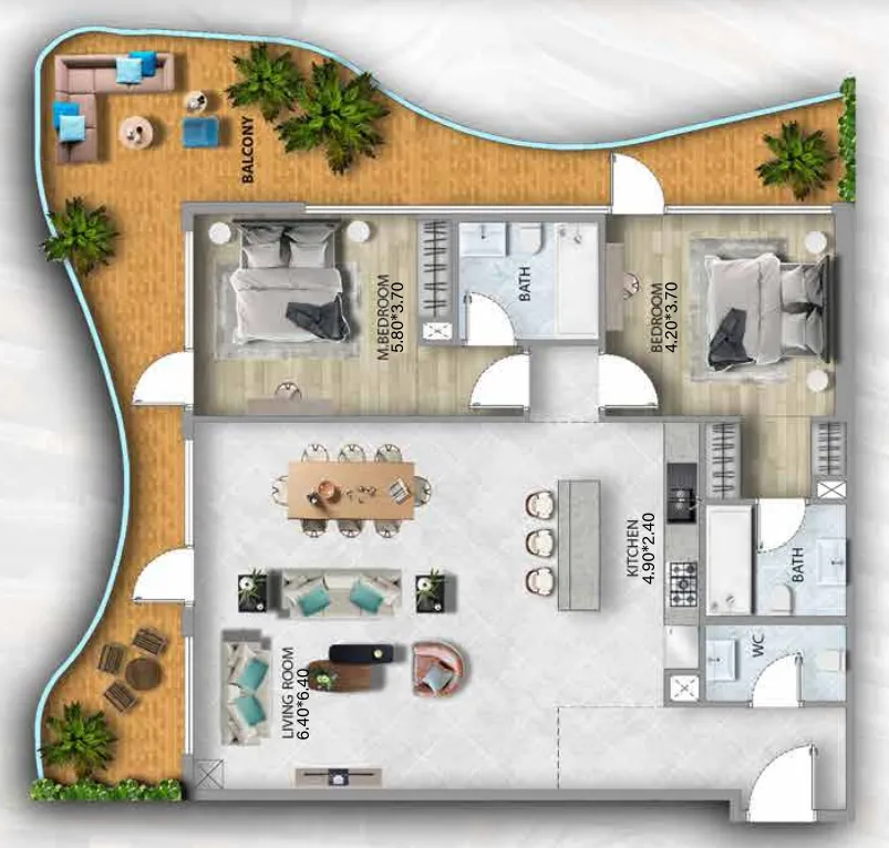 3 bedroom Apartments floor plan at 311 Boulevard