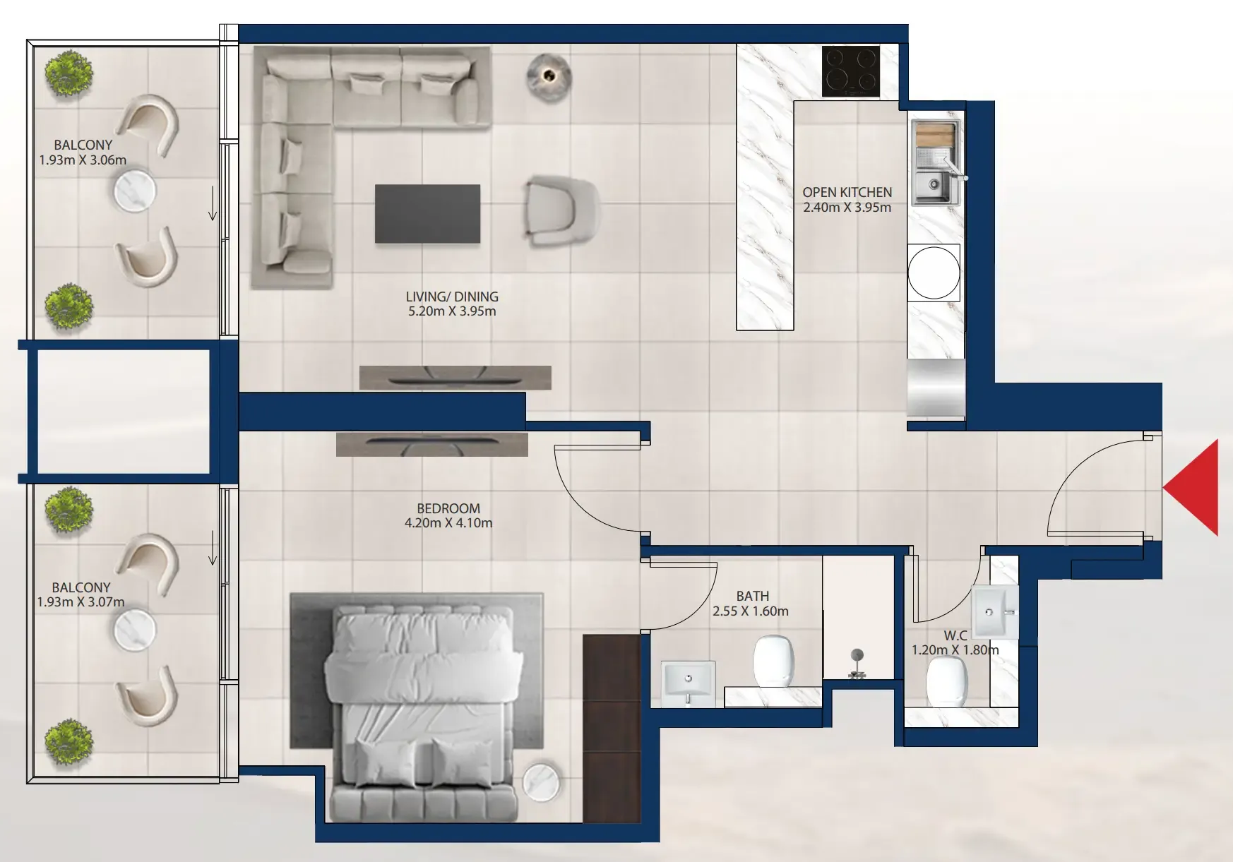 1 bedroom Apartments floor plan at Al Vista