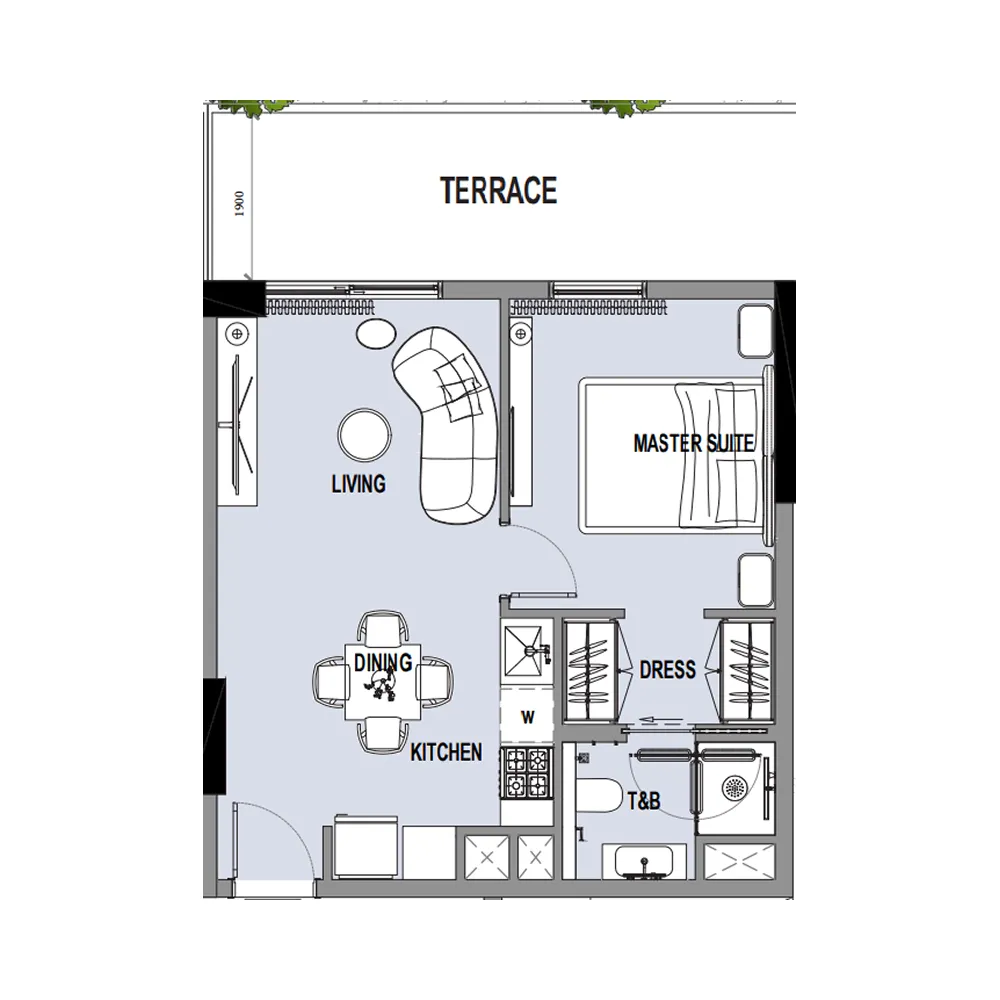 1 bedroom Apartments floor plan at Verso