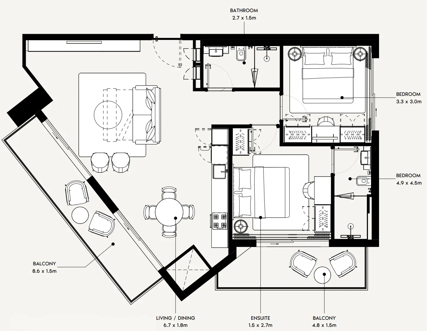 2 bedroom Apartments floor plan at Azizi Gabriel