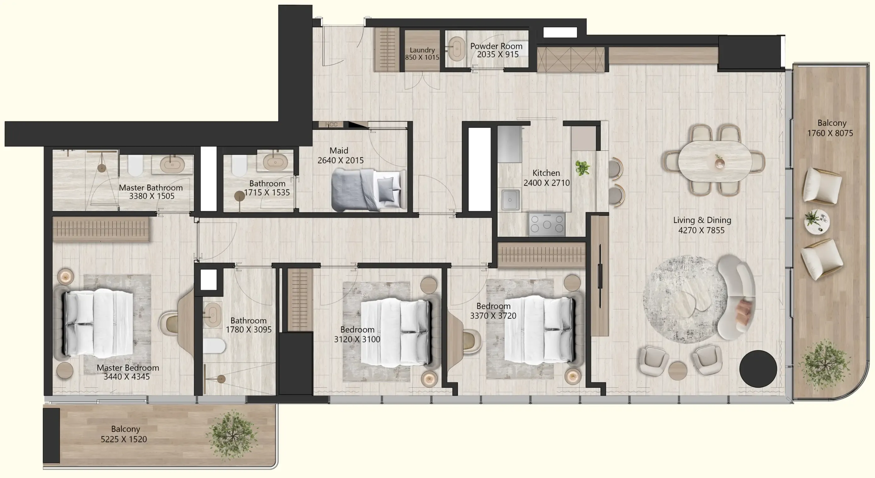 3 bedroom Apartments floor plan at Il Vento