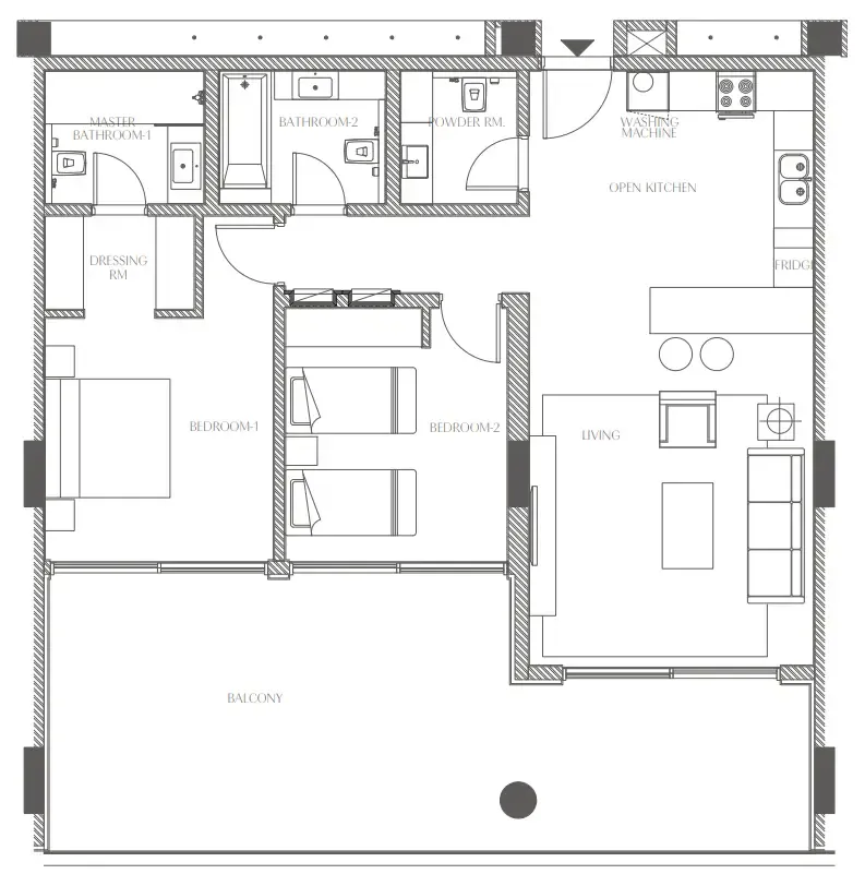 2 bedroom Apartments floor plan at Creekside Residence