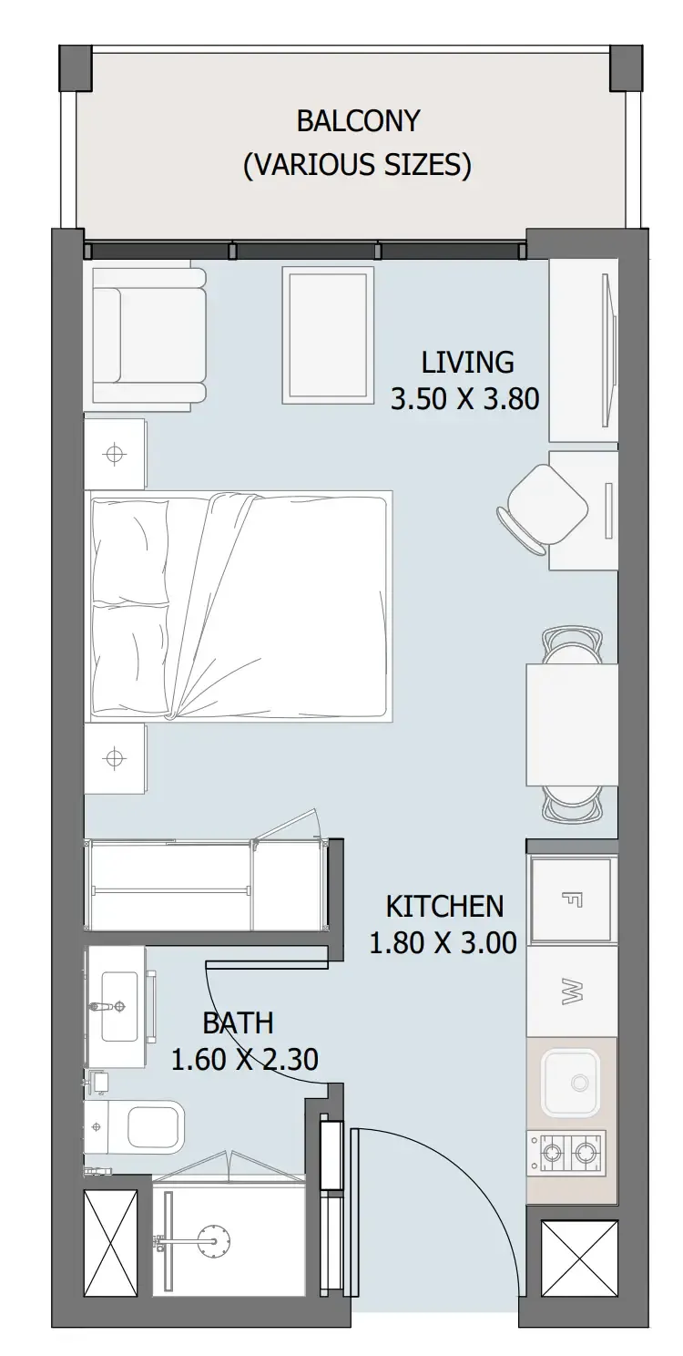 0 bedroom Apartments floor plan at Verdana III