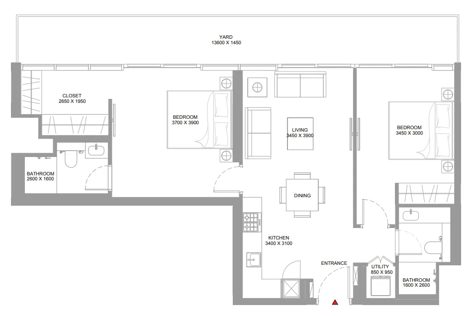 2 bedroom Apartments floor plan at Pierside Marina Residences