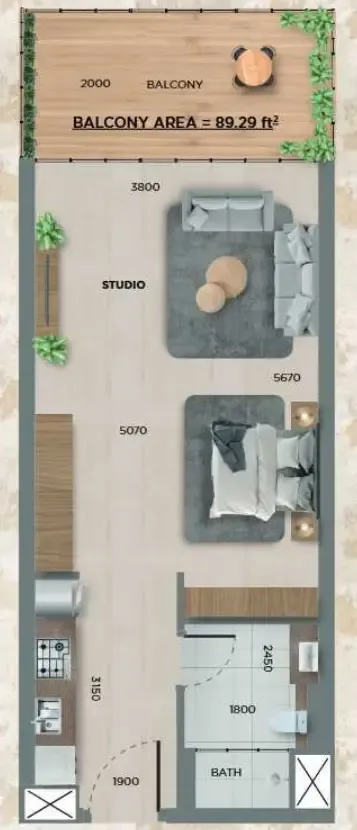 0 bedroom Apartments floor plan at 368 Park Ln.