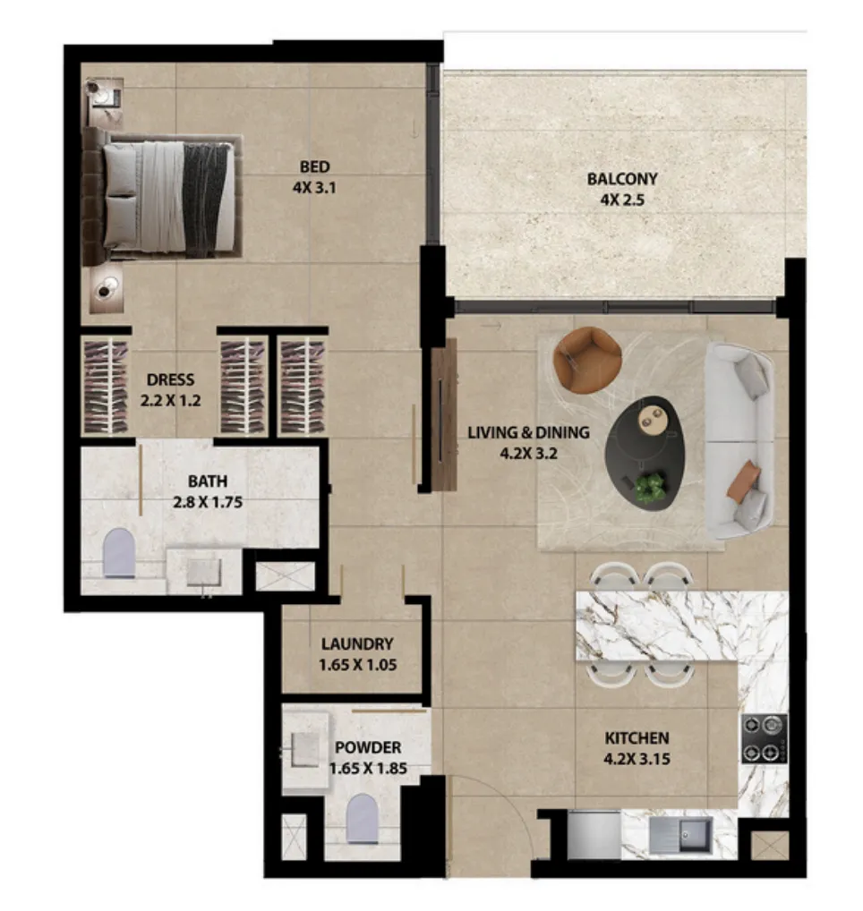 1 bedroom Apartments floor plan at Marquis Horizon