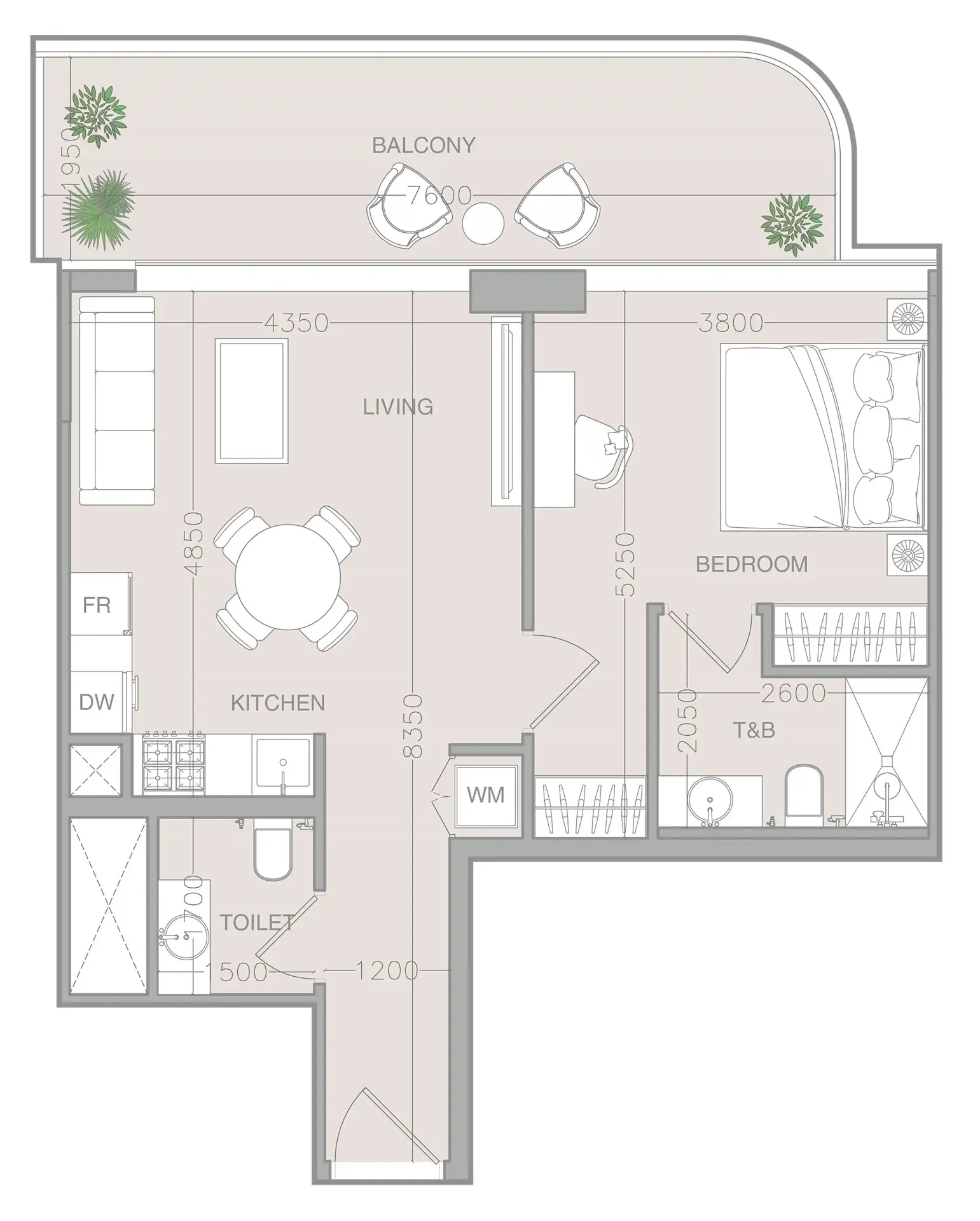 1 bedroom Apartments floor plan at ELAR1S Axis