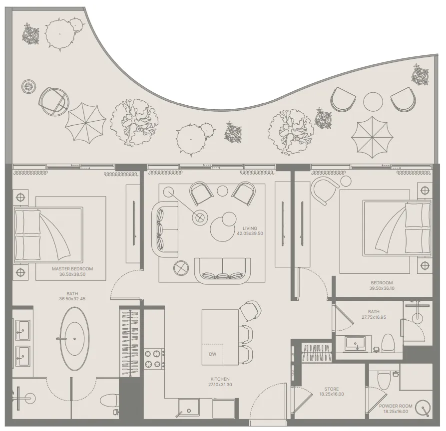2 bedroom Apartments floor plan at Bond Enclave