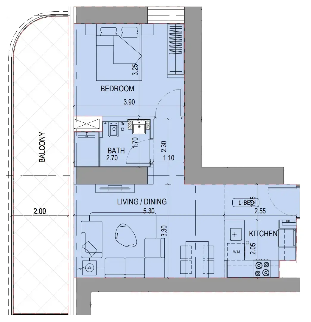 1 bedroom Apartments floor plan at Binghatti Sky Terraces