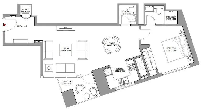 1 bedroom Apartments floor plan at Skyscape