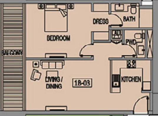 1 bedroom Apartments floor plan at Jade Tower
