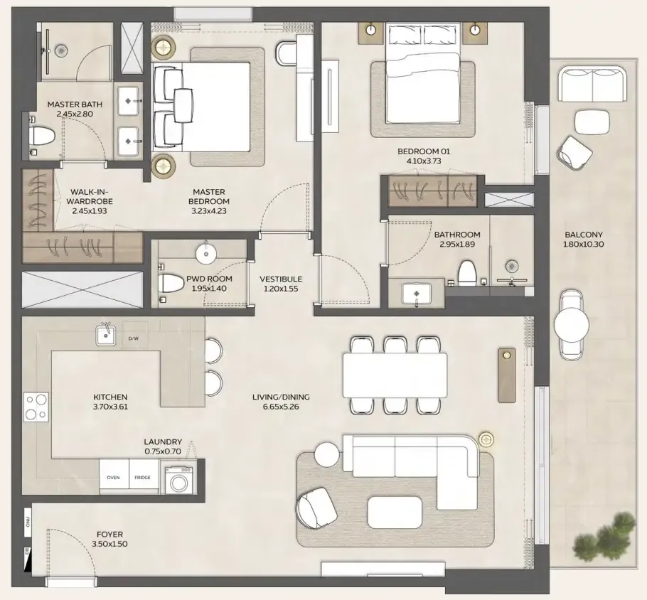 2 bedroom Apartments floor plan at Expo Valley Views