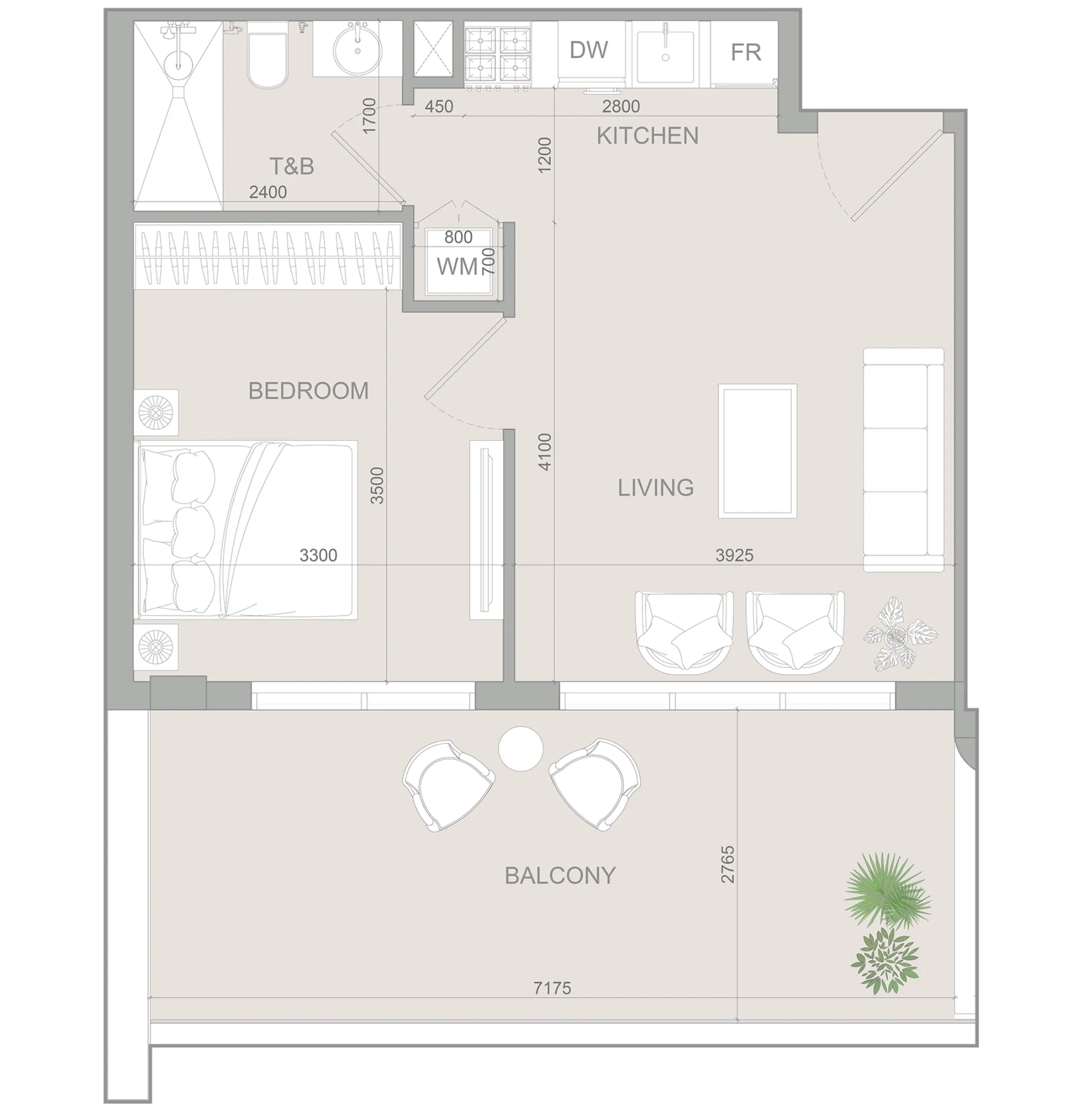1 bedroom Apartments floor plan at S1LV1ANA Park