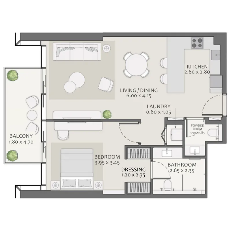 1 bedroom Apartments floor plan at Avenue Park Towers 2 at Wasl 1