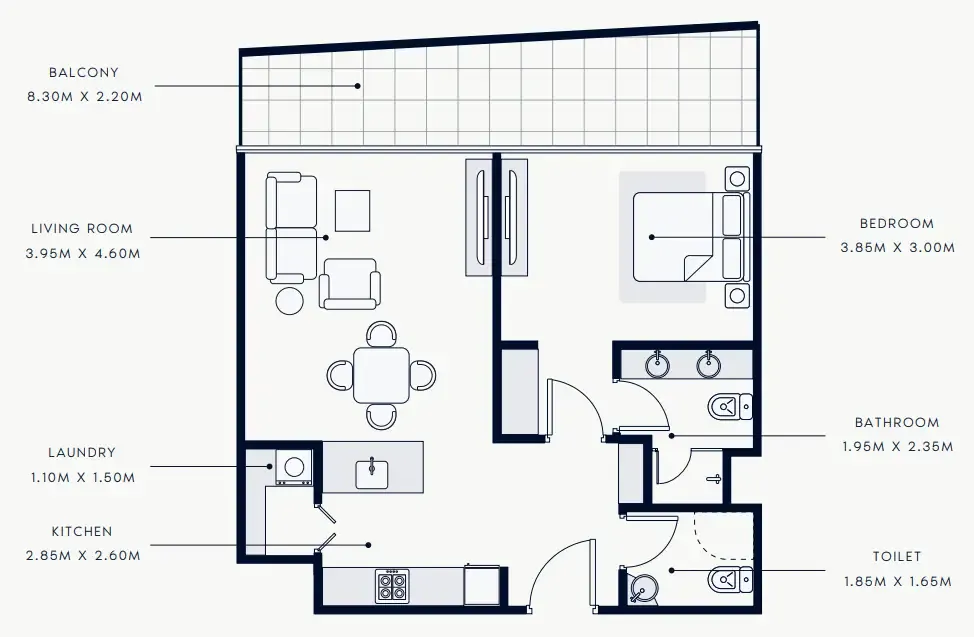 1 bedroom Apartments floor plan at Riviera Rêve