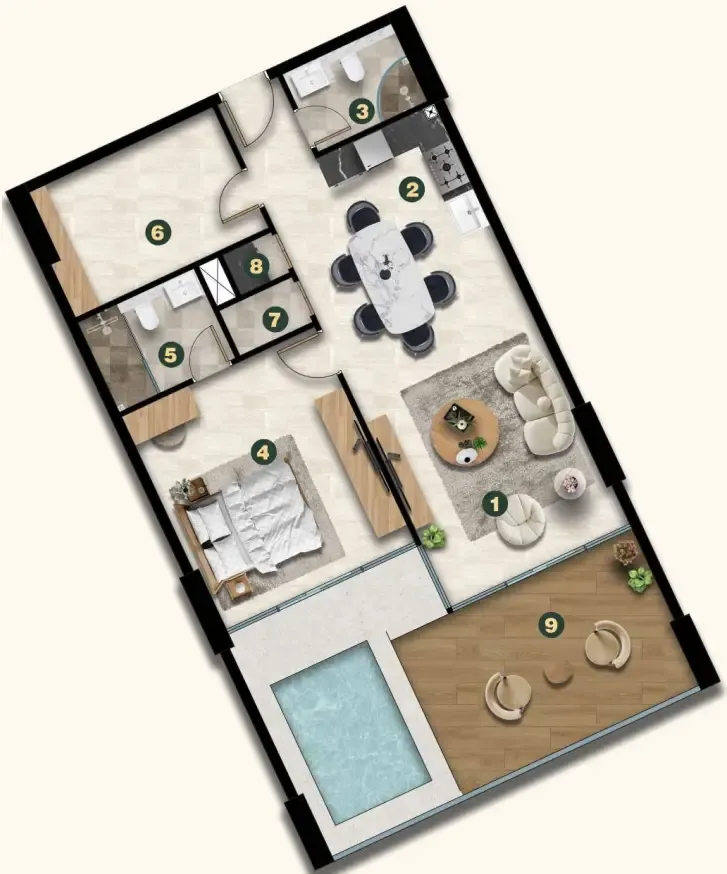 1 bedroom Apartments floor plan at Golf Terrace Residences
