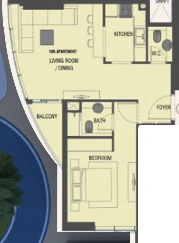 1 bedroom Apartments floor plan at Red Square