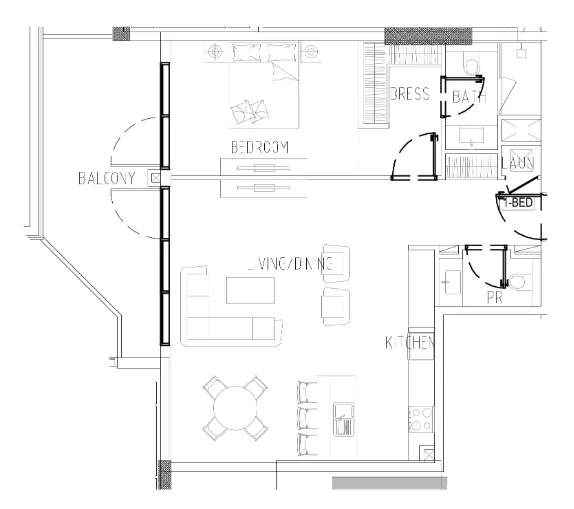 1 bedroom Apartments floor plan at Damac Riverside Views