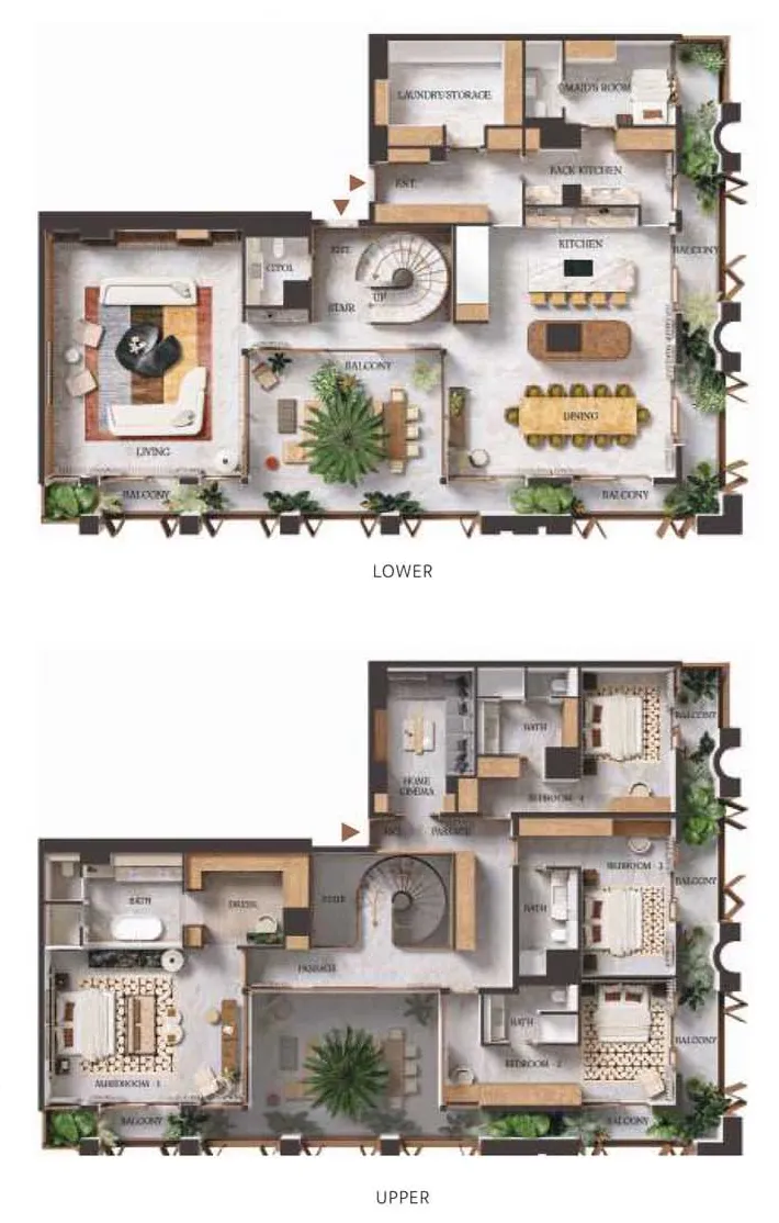 4 bedroom Duplex floor plan at Elire Managed by LUX