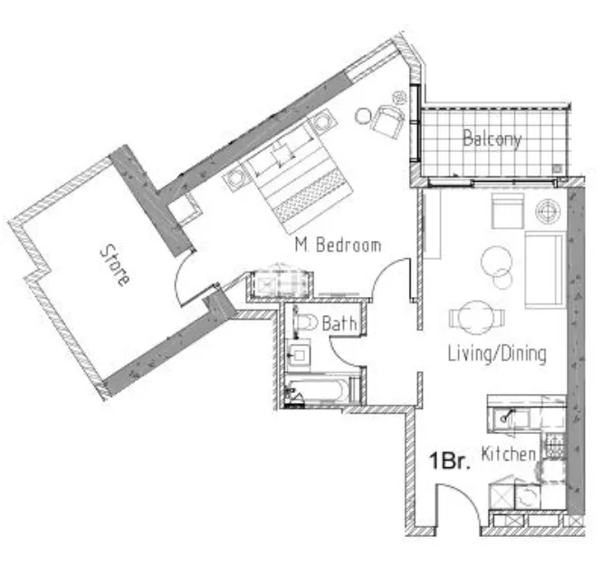 1 bedroom Apartments floor plan at Aykon City Tower